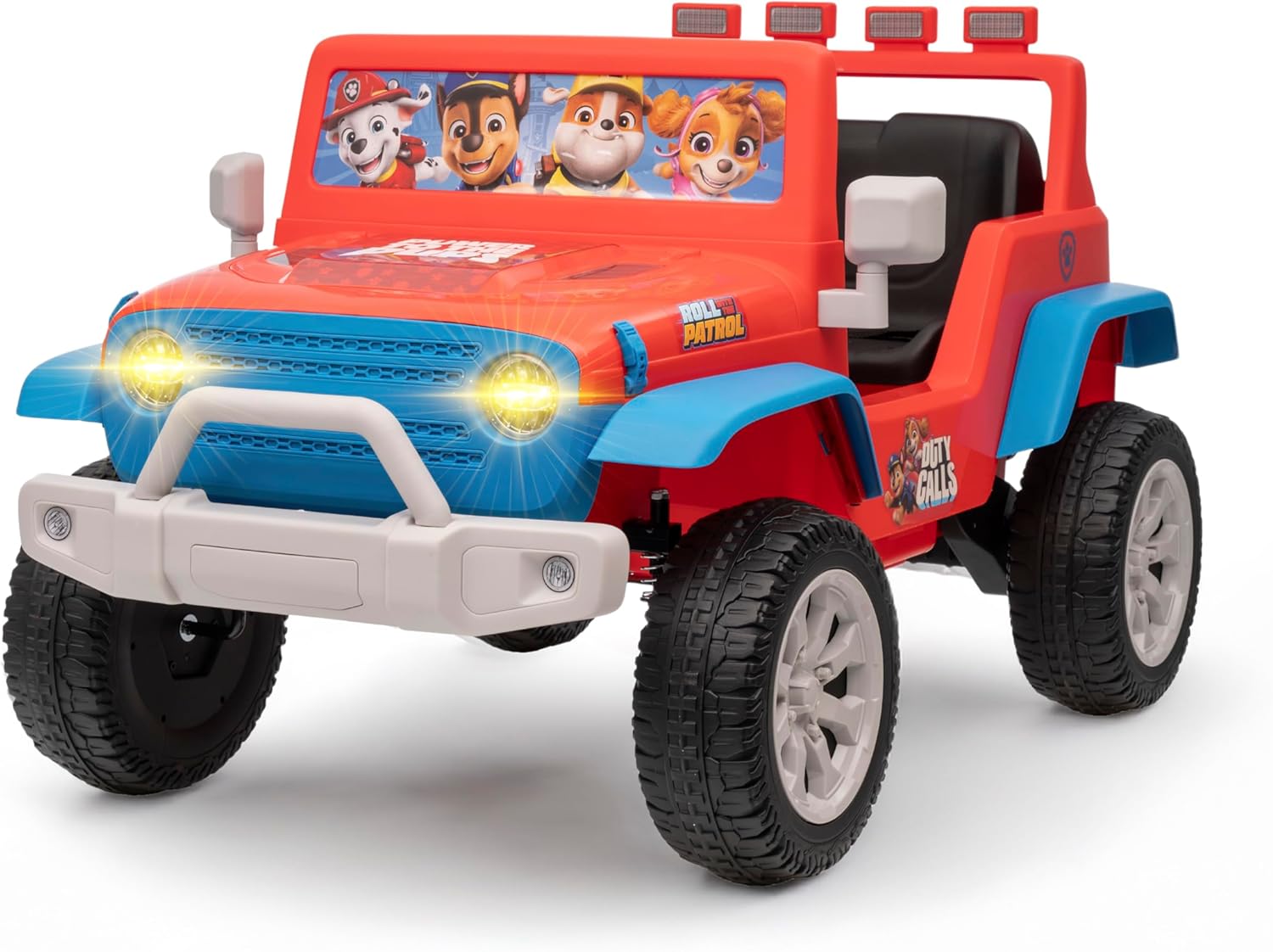 Paw Patrol - 12V Kids Ride On Jeep with Rechargeable Battery, LED Headlights, Press-Button Start, Durable Wheels, Forward & Reverse Drive, Contoured Seat