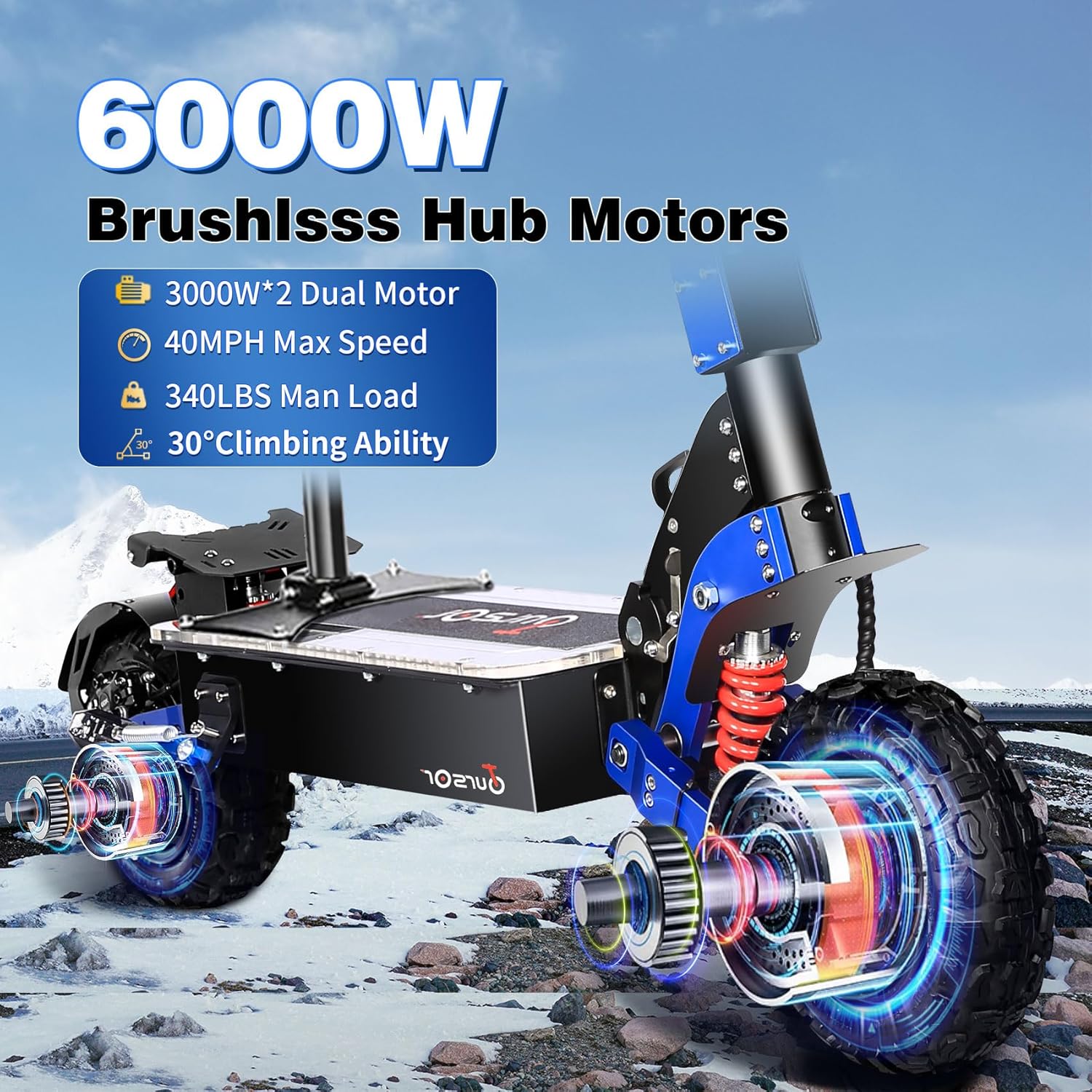 Electric Scooter for Adults 60V 3000W 35Ah Dual Drive 50km/H Foldable 11 Inch Off Road Tires with Seat…