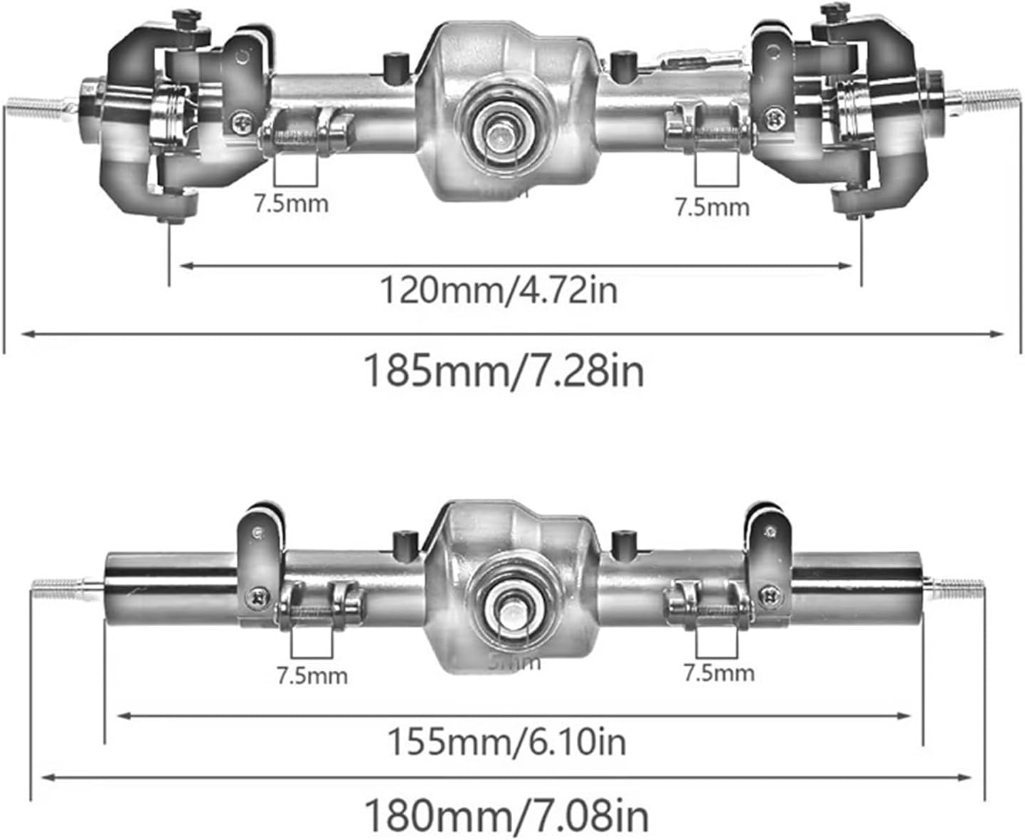 RC Front Rear Drive Axle Compatible with MN128 G500 MN86KS MN86S 1/12 Rc Crawler Car Upgrade Front Rear Differential Straight Axle with Diff Gear(Red,Front and Rear)