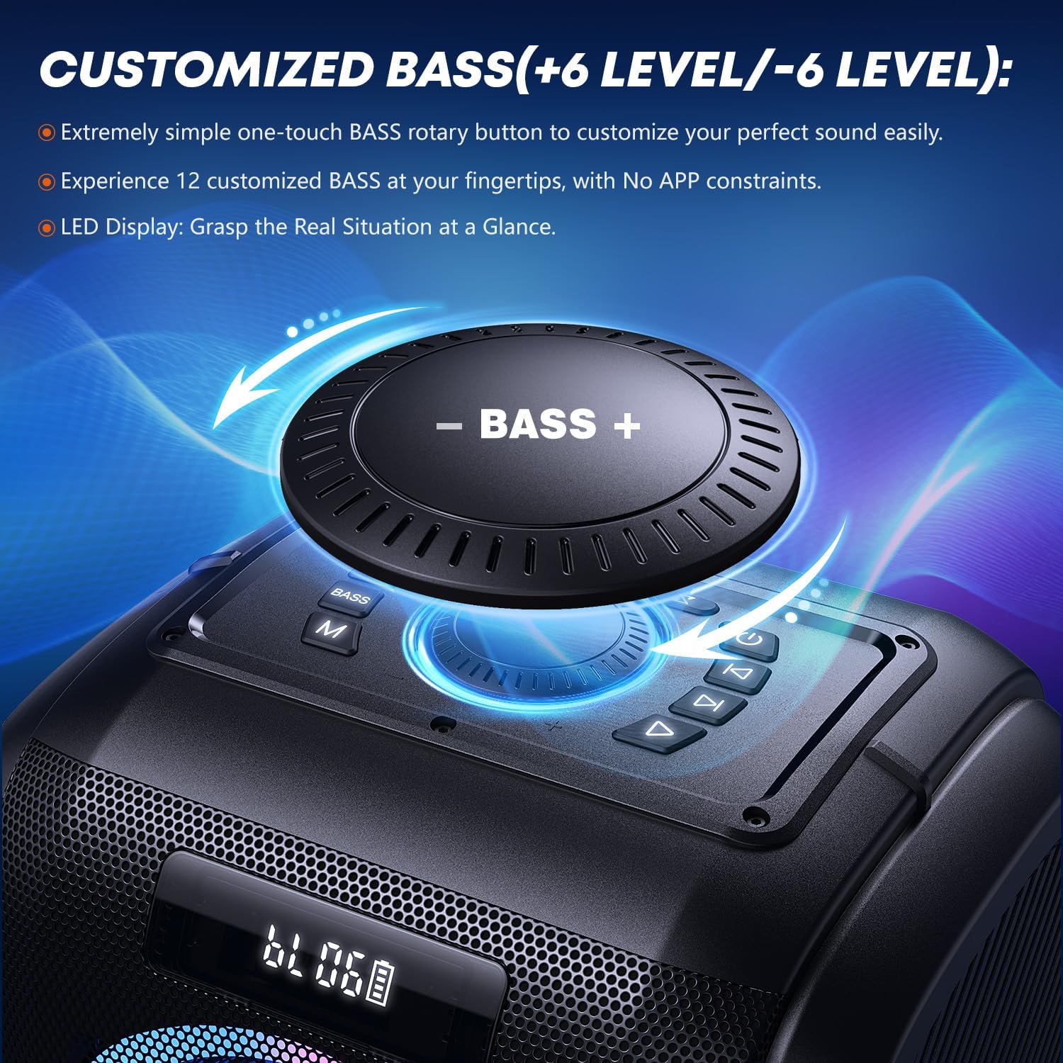 W-KING 270W PEAK Party Large Bluetooth Speaker Loudest Boom Box/12 Custom Bass/Massive 125dB 6.5''x2 Subwoofer Deepest Bass, Big Portable Speaker Wireless, IPX5/MIC&GTR in/USB/TF/AUX,Removable Battery