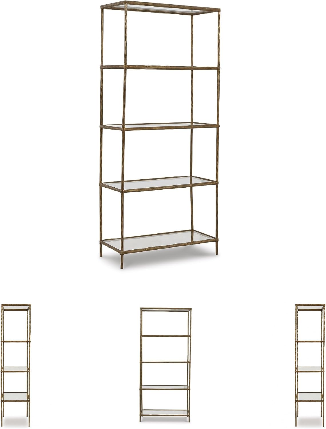 Signature Design by Ashley Ryandale Modern 5 Shelf Bookcase, Antique Brass Finish