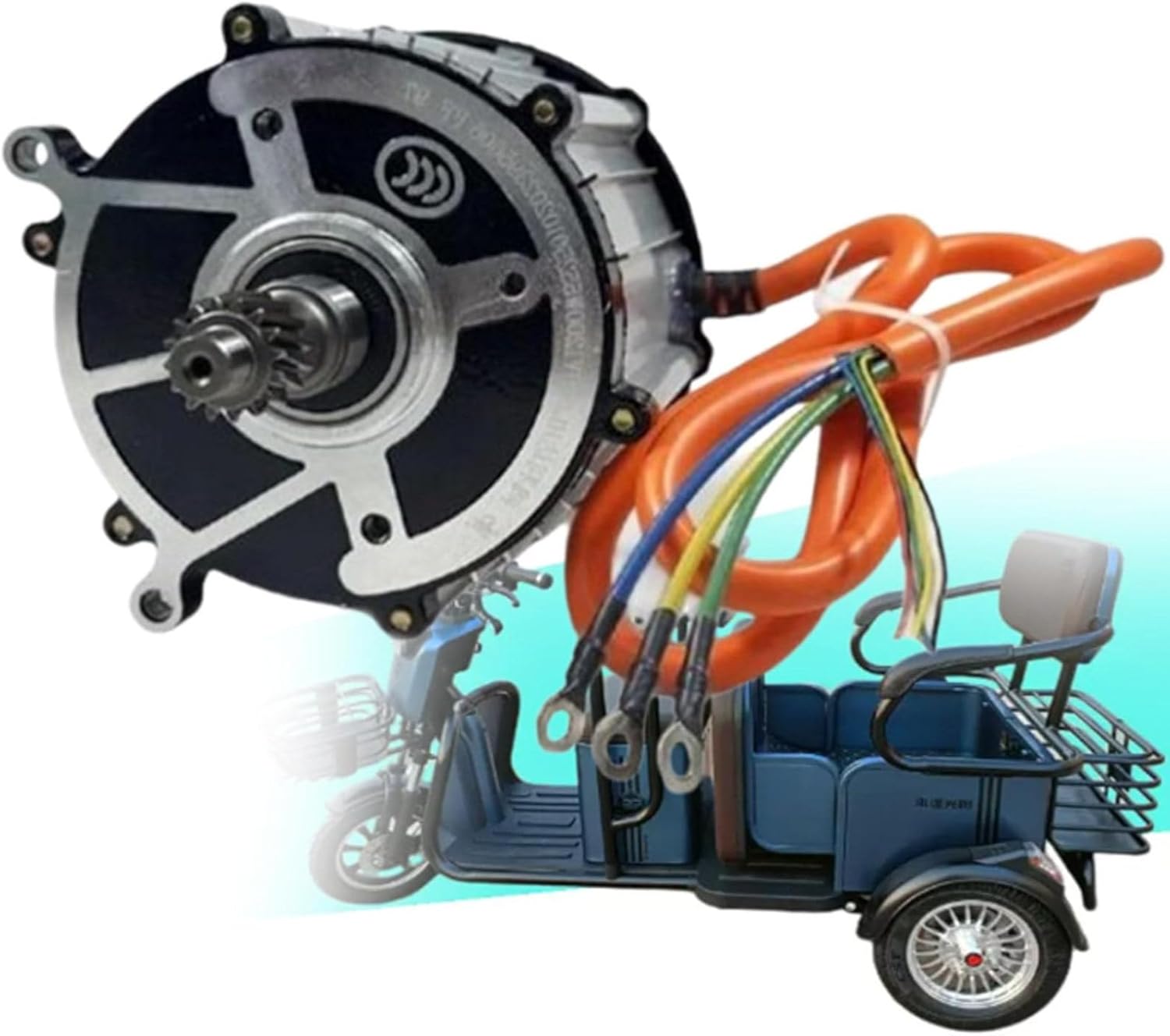 Electric Tricycle Motor Permanent Magnet Brushless Differential Motor, 16T Gear 5 Holes Shaft for Electric Go Kart Trike ATV Quad Buggy, Four-Wheeler, DIY Part 72V-2000W