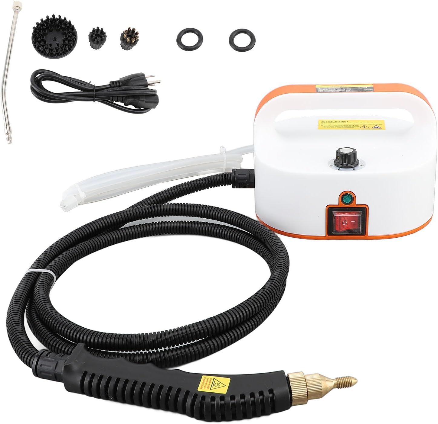 Handheld Steam Cleaner for Car, Floor, Kitchen, Bathroom, Portable & Lightweight, High Temperature Pressure Steam Machine with Brush Heads (110V US Plug)(Orange Red)