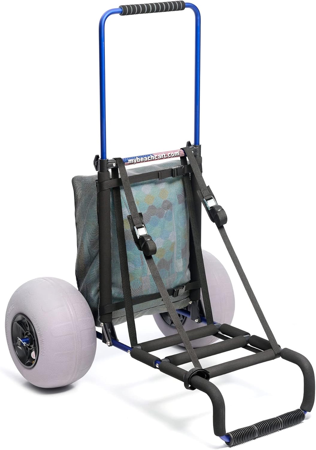 My Beach Cart® The Original Patented NO Rust Aluminum Foldable Beach Cart 13 INCH Big Wheels Balloon Tires for Sand Heavy Duty. Often Imitated, Never Duplicated.