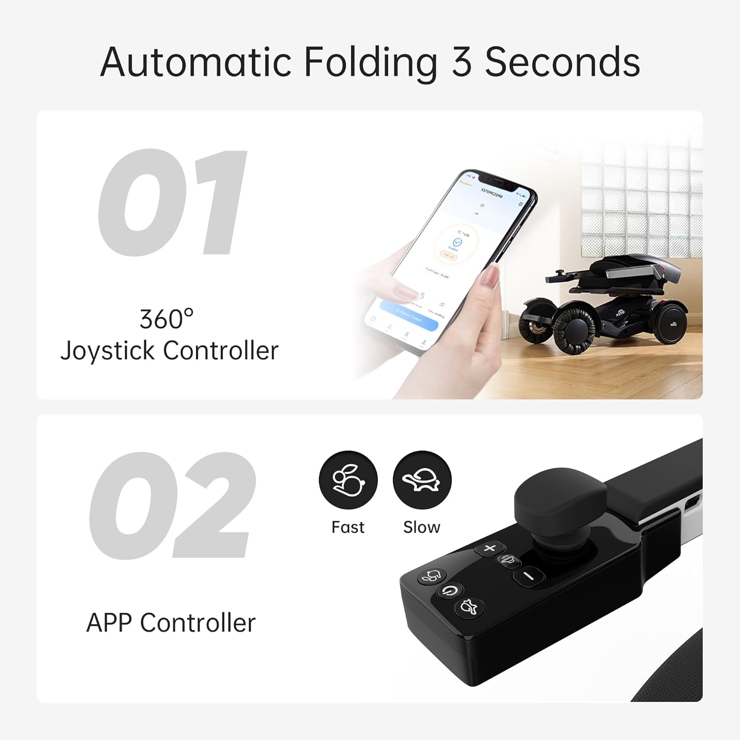 M4 Intelligent Electric Wheelchair, Automatic Self-Balancing, Remote Control, Height Adjustable, Foldable Portable Motorized Mobility Scooter