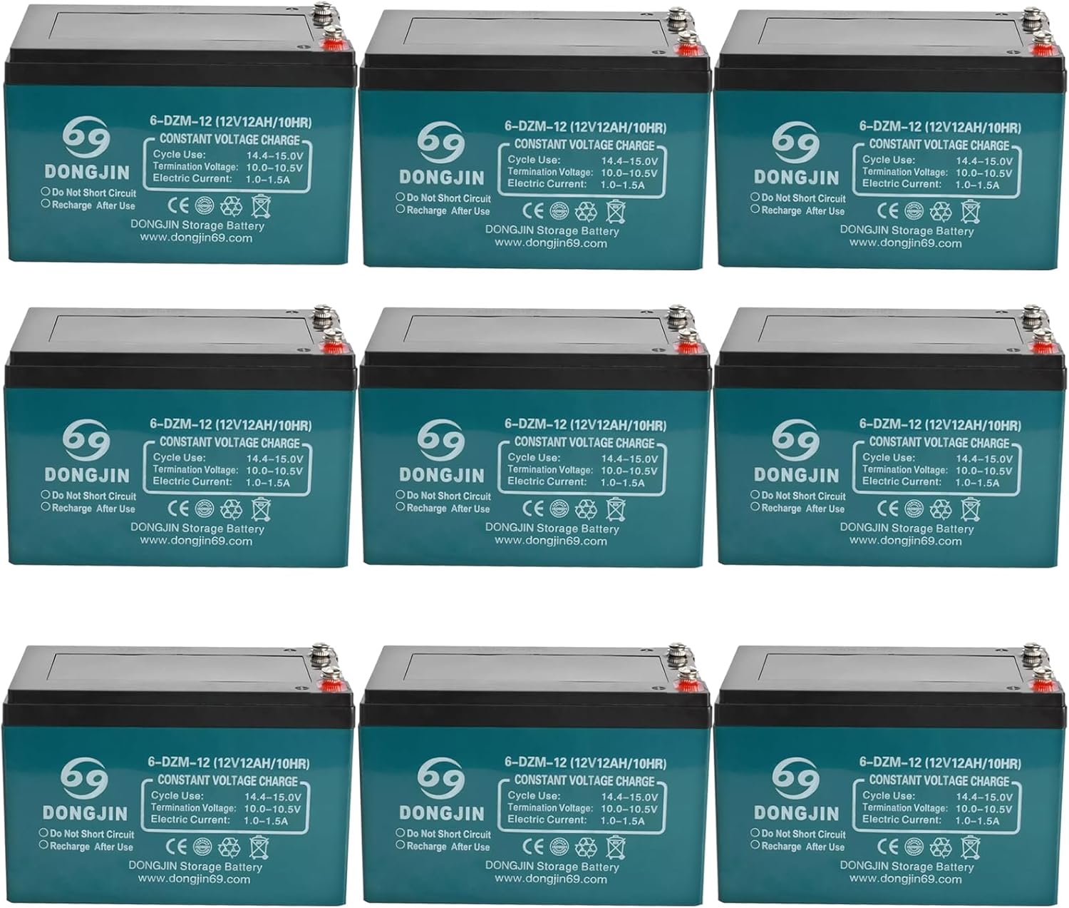 9 Pack Go Kart Powersports Battery 12V 12AH 6-DZM-12 AGM Gel Sealed Lead Acid Maintenance-Free Rechargeable Batteries for ATV UTV Drift Trike Karting Quad Buggy Scooter Ebike Dirt Pit Bike Motorcycle