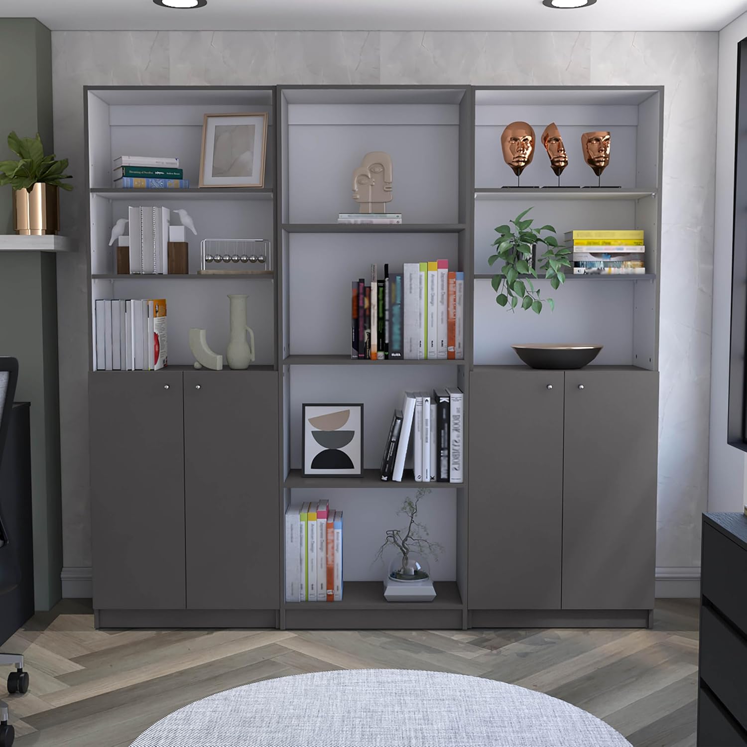 Benicabaly Modern 3 Piece Home Bookcase Set for Living Room, 74