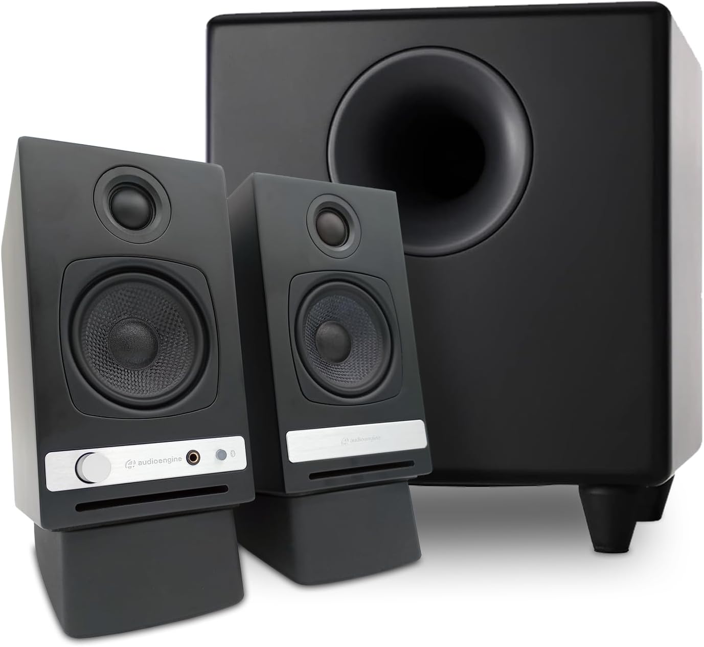 Audioengine A2 HD Black Computer Speakers with S8 Black Subwoofer and DS1 Stands
