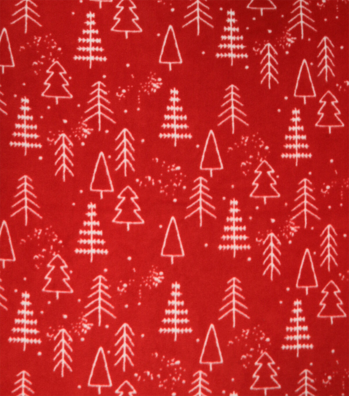 Christmas Trees on Red Anti Pill Fleece Fabric