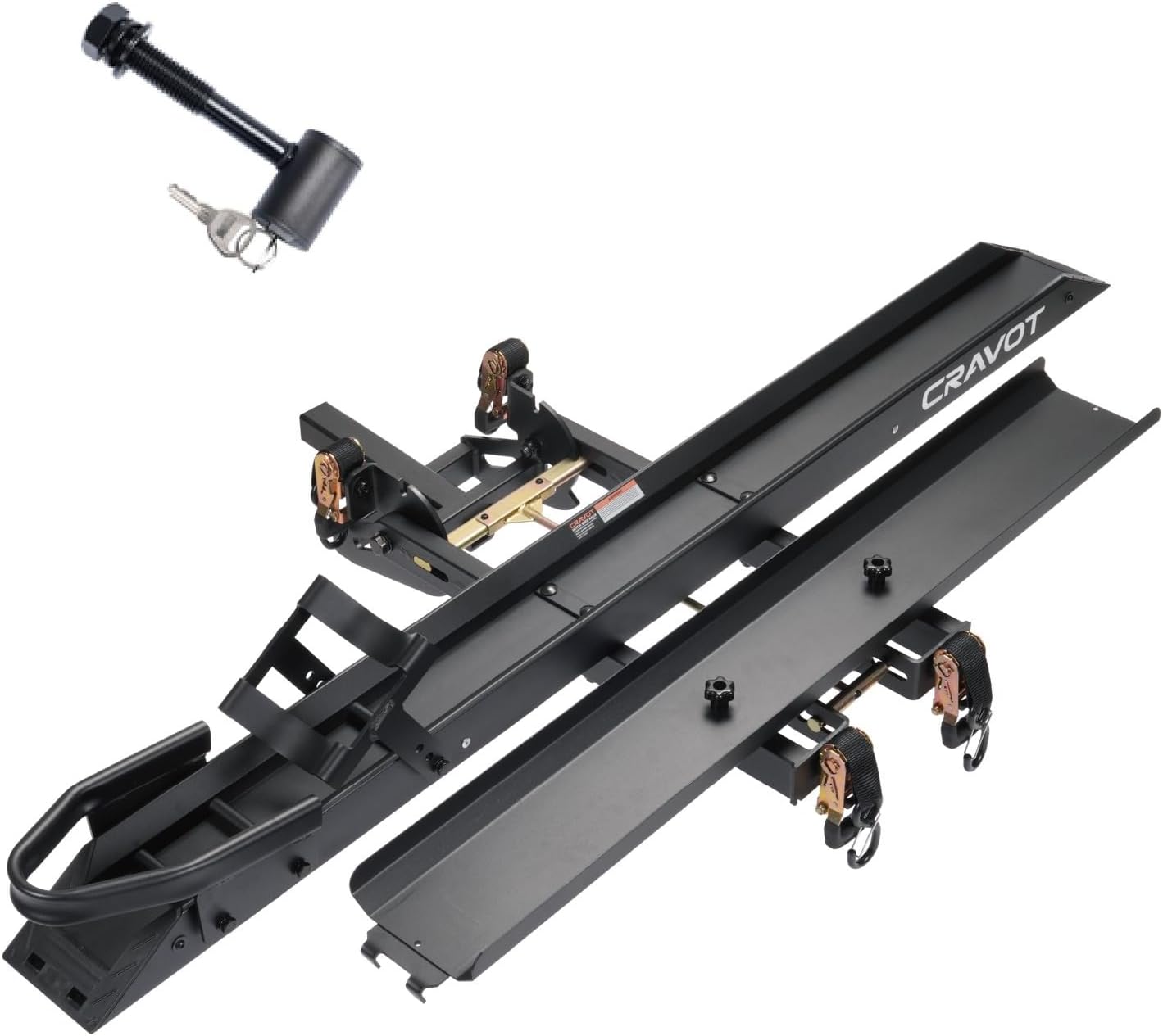 Motorack M1 Max Motorcycle Hitch Carrier with Ramp, 660 lbs Capacity Dirt Bike Carrier, Foldable Hauler Hitch Mount Rack Anti-Rattle Up to 6-inch Fat Tire 2