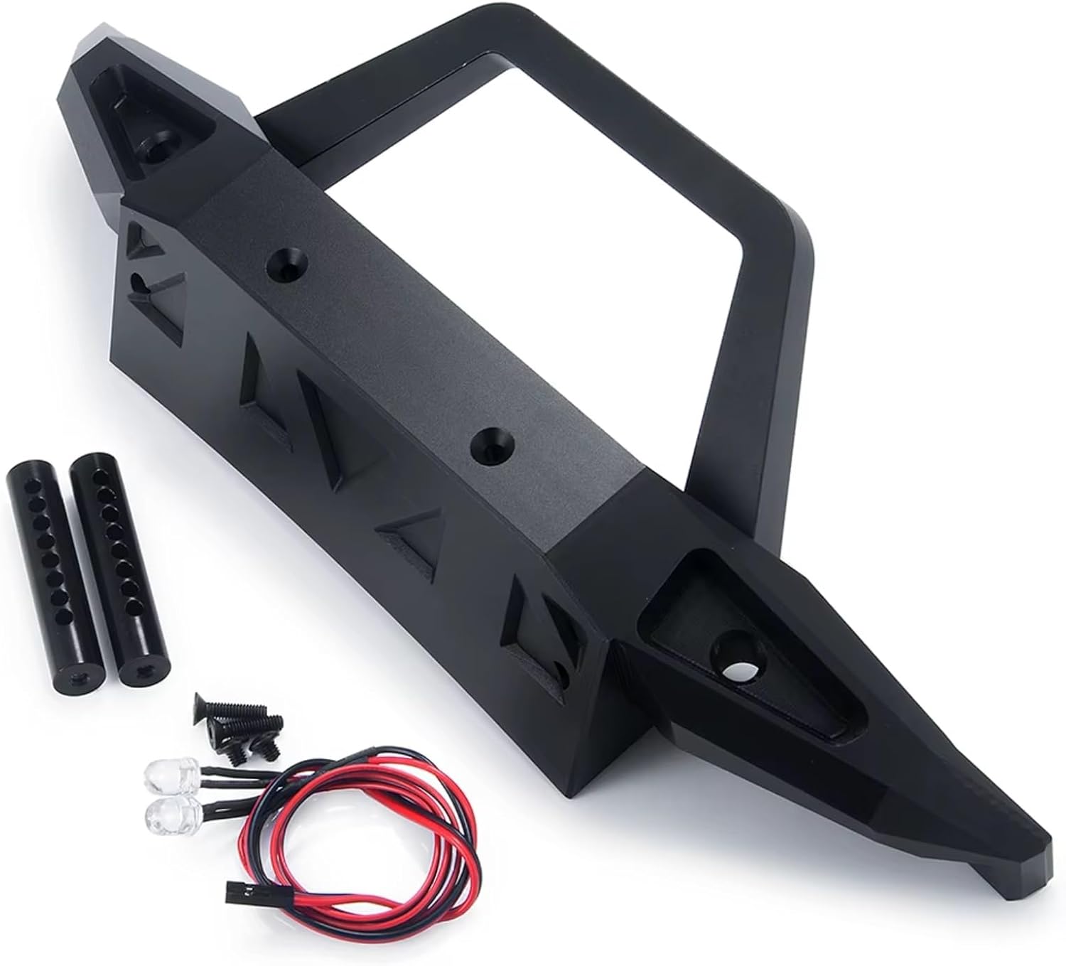 Compatible with Axial SCX6 AXI05000 for Wrangler AXI05001 Trail Honcho 1/6 RC Crawler Car Truck Metal Front Rear Bumper with Light RC Car Part Accessories(1set)