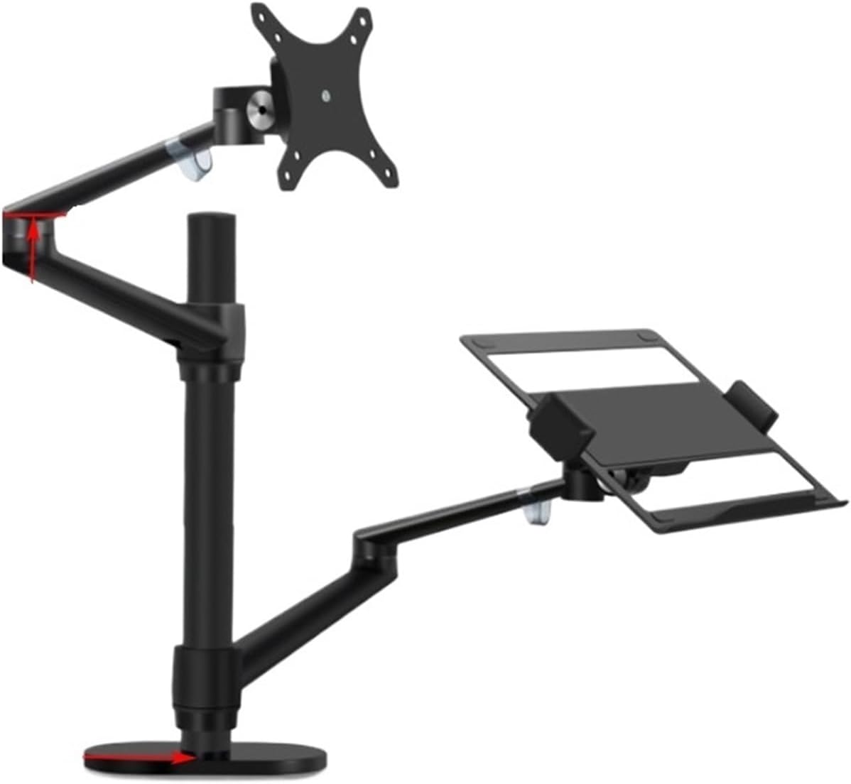 OL-3L Aluminum Height Adjustable Desk Dual Arm 17-32 Inch Monitor Stand + 12-17 Inch Laptop Stand Full Motion Mounting Arm(OLL-3L-B)
