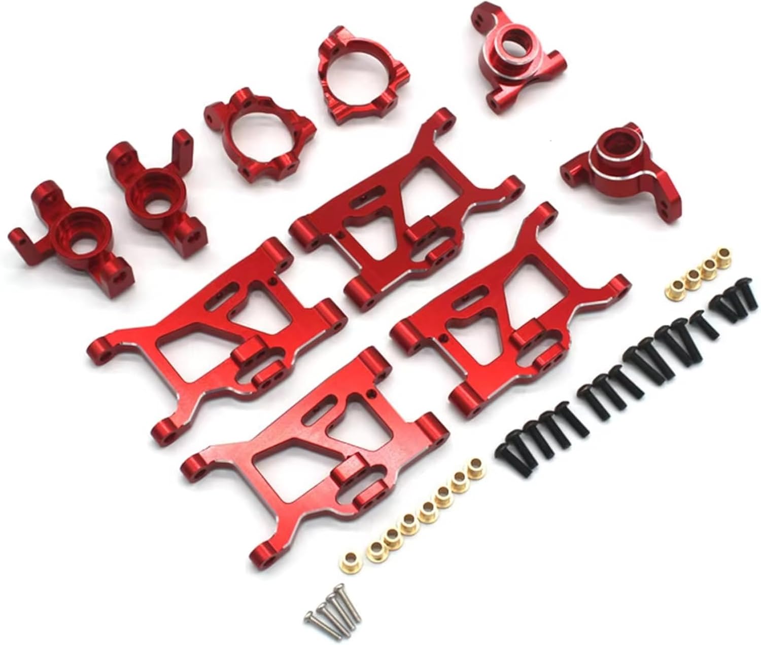 Rc Upper Lower Swing Arms for ZD MT16 Jiusi MT14R PT14R 1/14 Metal for Swing Arm Steering Cup Set for Racing RC Car Vehicle Models Spare Part Upgrated Accessories(Red)
