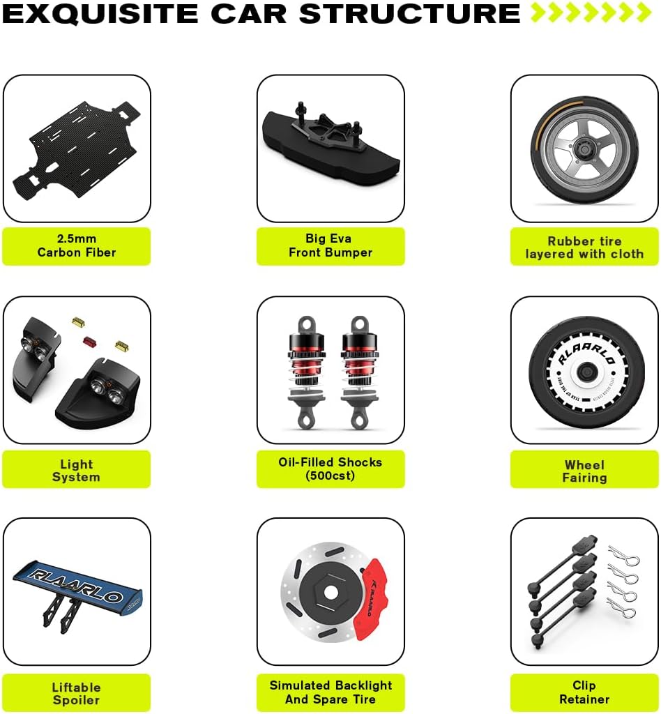 AMORIL RLAARLO 1/10 AK-787 Super Fast Brushless RC Drift Cars for Adults,Max 200KM/H Carbon Fiber On-Road Supercar with 3660 3900KV Brushless Motor,120A ESC,9KG Metal Servo,Waterproof Suitcase