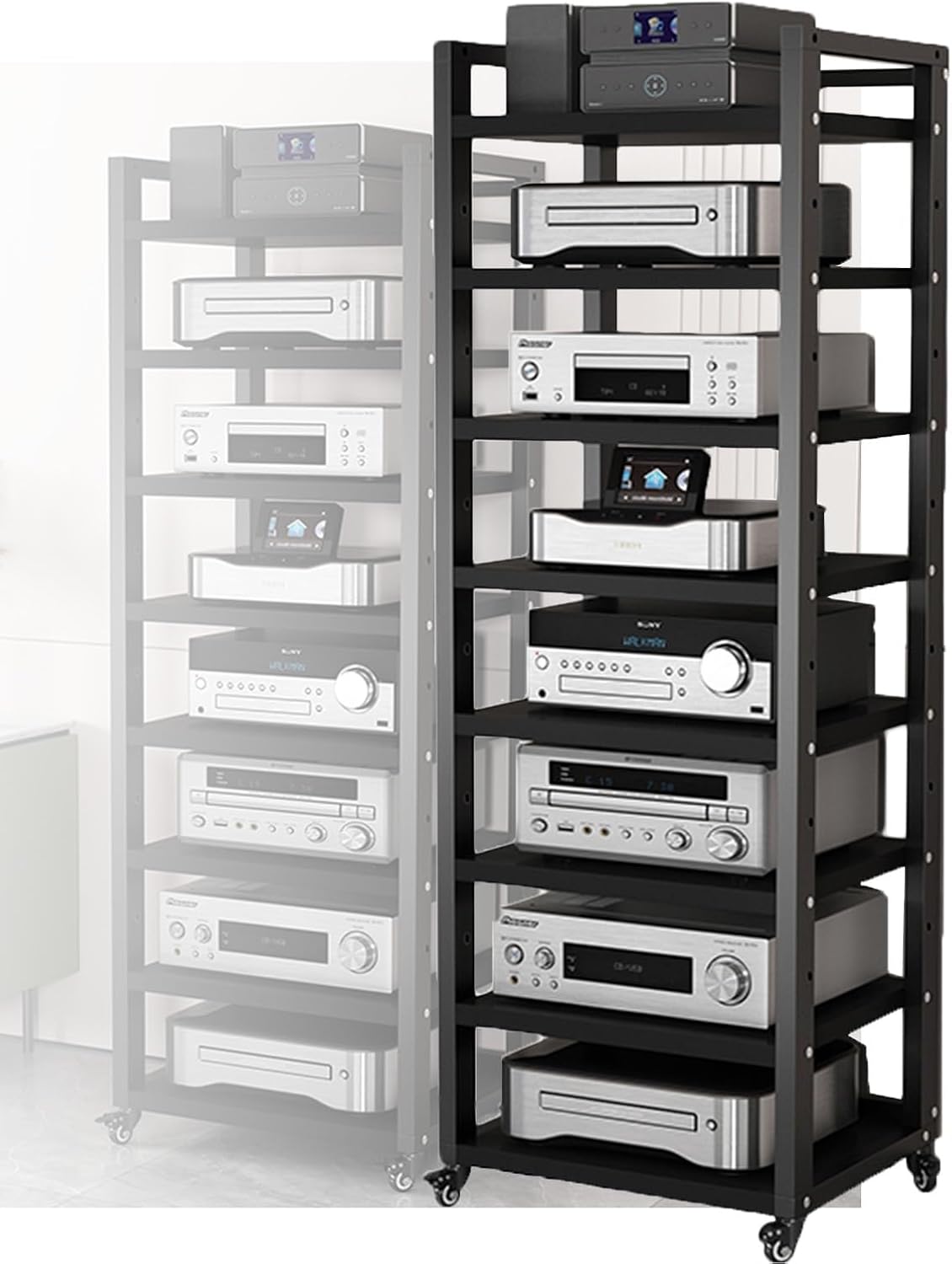 8 Tier AV Media Cabinet Stand Component Cabinet Removable Audio Stand Corner Rack/Storage Rack With Height Adjustable Wood Stand For Home/Office/Audio Video ( Color : Style 2