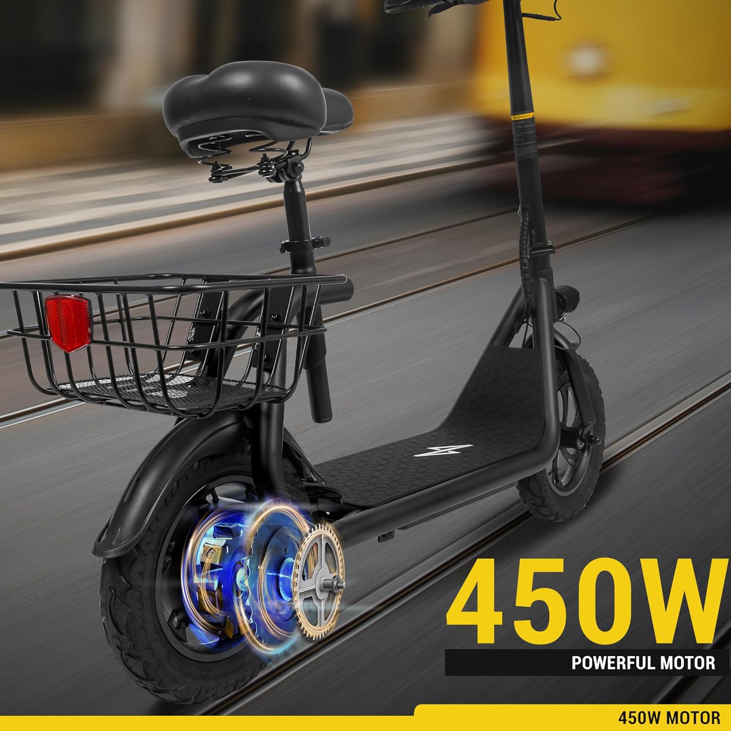 Phantomgogo Electric Scooter for Adults Foldable Scooter with Seat & Carry Basket E-Scooter with Brushless Motor 15MPH 265lbs Max Load E Mopeds for Adults Commuter