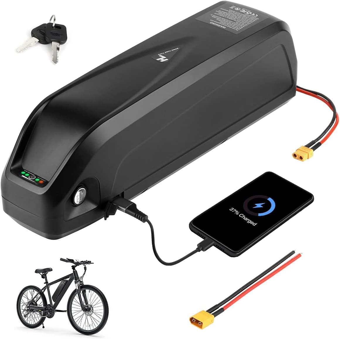 Ebike Battery 52V 20Ah Scooter Lithium Battery Pack with 40A BMS for 200W-2000W Electric Bikes and Other Motor, with USB Port,Safe Lock, Led Indicator Light, with Base (52V20Ah)