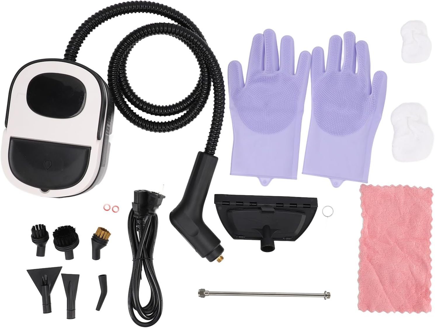 Steam Cleaner, 3-Level Adjustable Handle, 10s Fast Heat-Up,1.6L Tank,Portable Steamer Cleaning with 10 Pcs Accessories for Home,Dirt,Grease,Grout,Tile,Floor,Couch,Car (White)