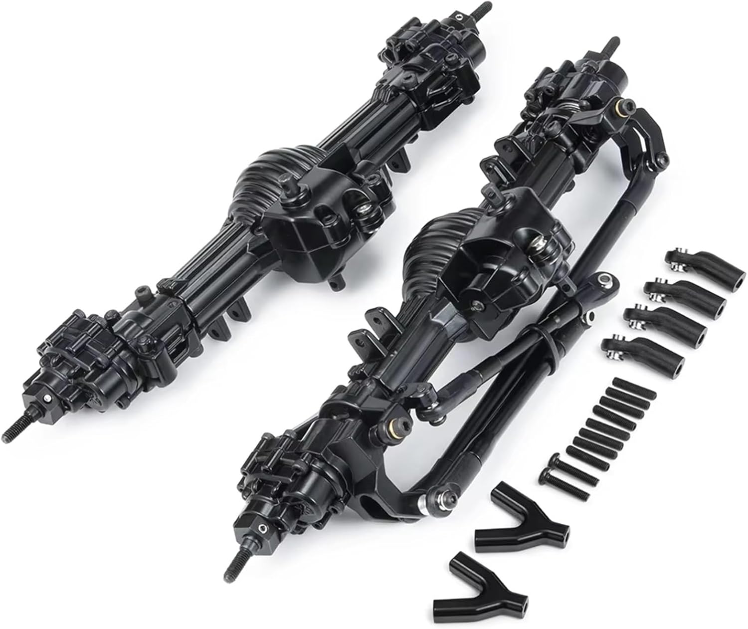 RC Car Parts Compatible with Axial for SCX10 II 90028 1/10 RC for Rock Crawler Metal Axle Upgrade Parts RC Car Front Rear Straight Axle(Rear and Front)