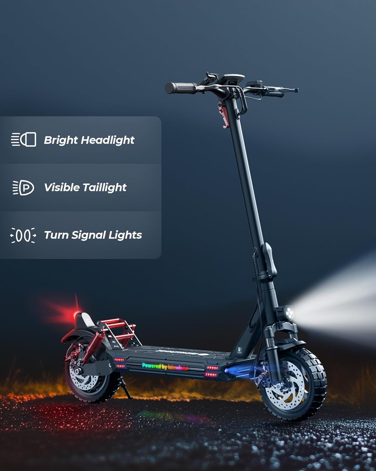 isinwheel Electric Scooter for Adults, 1000/800W Motor Up to 28 MPH, 37/28 Miles Range, APP Control, NFC Lock, 11/10