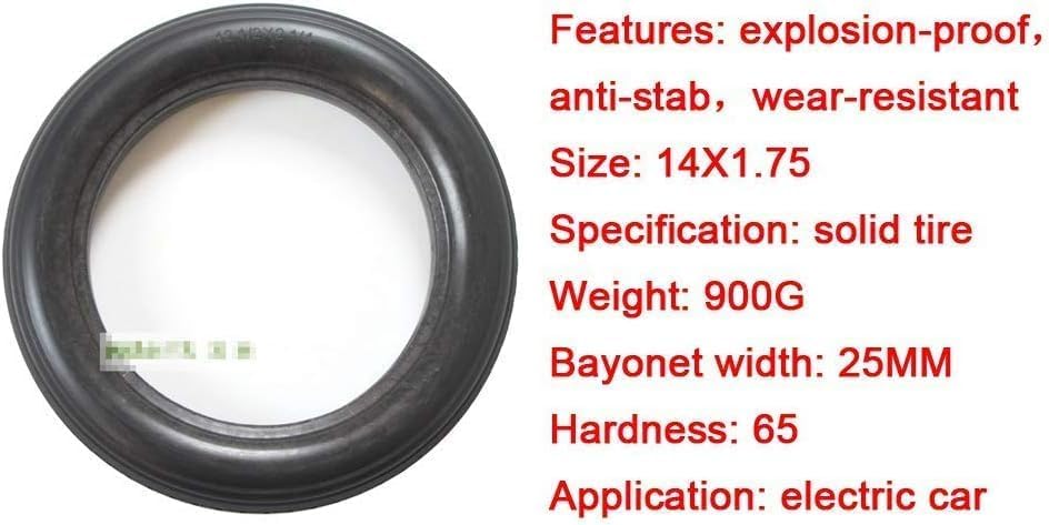 Electric Scooter Tires 14X1.75 Explosion-Proof Non-Inflatable Solid Tires No Inner Tube Wear-Resistant and Non-Slip 14-Inch Electric Scooter Accessories,Wearabl,