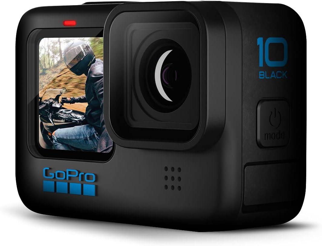 GoPro HERO10 Black - Waterproof Action Camera with Front LCD and Touch Rear Screens, 5.3K60 Ultra HD Video, 23MP Photos, 1080p Live Streaming, Webcam, Stabilization (Renewed)
