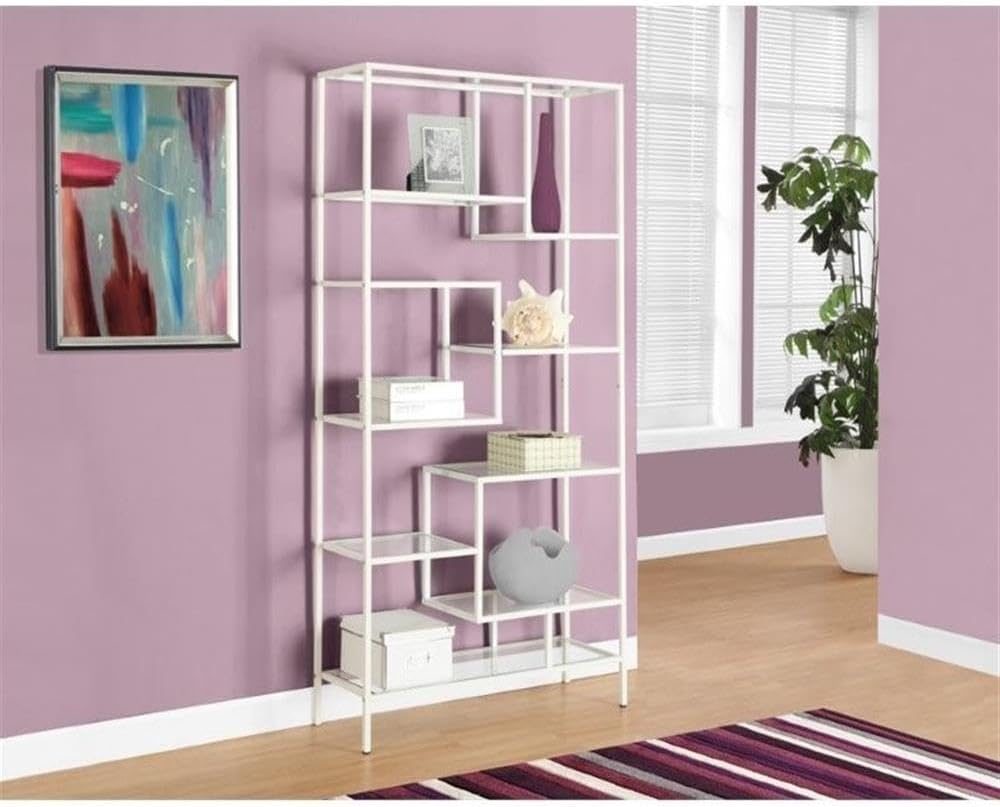 Home Square 2 Piece Modern Metal Bookcase Set in White Finish