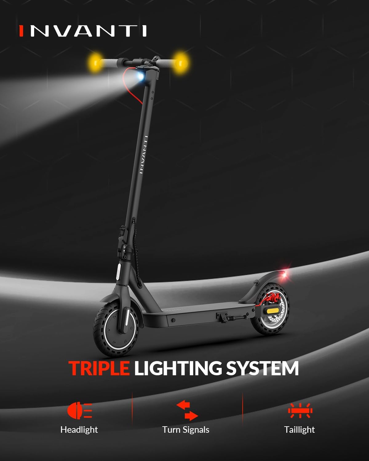 INVANTI E30 Adult Electric Scooter, Max 20Miles & 18 MPH, 350W Motor, Turn Signals, Smart APP, 8.5