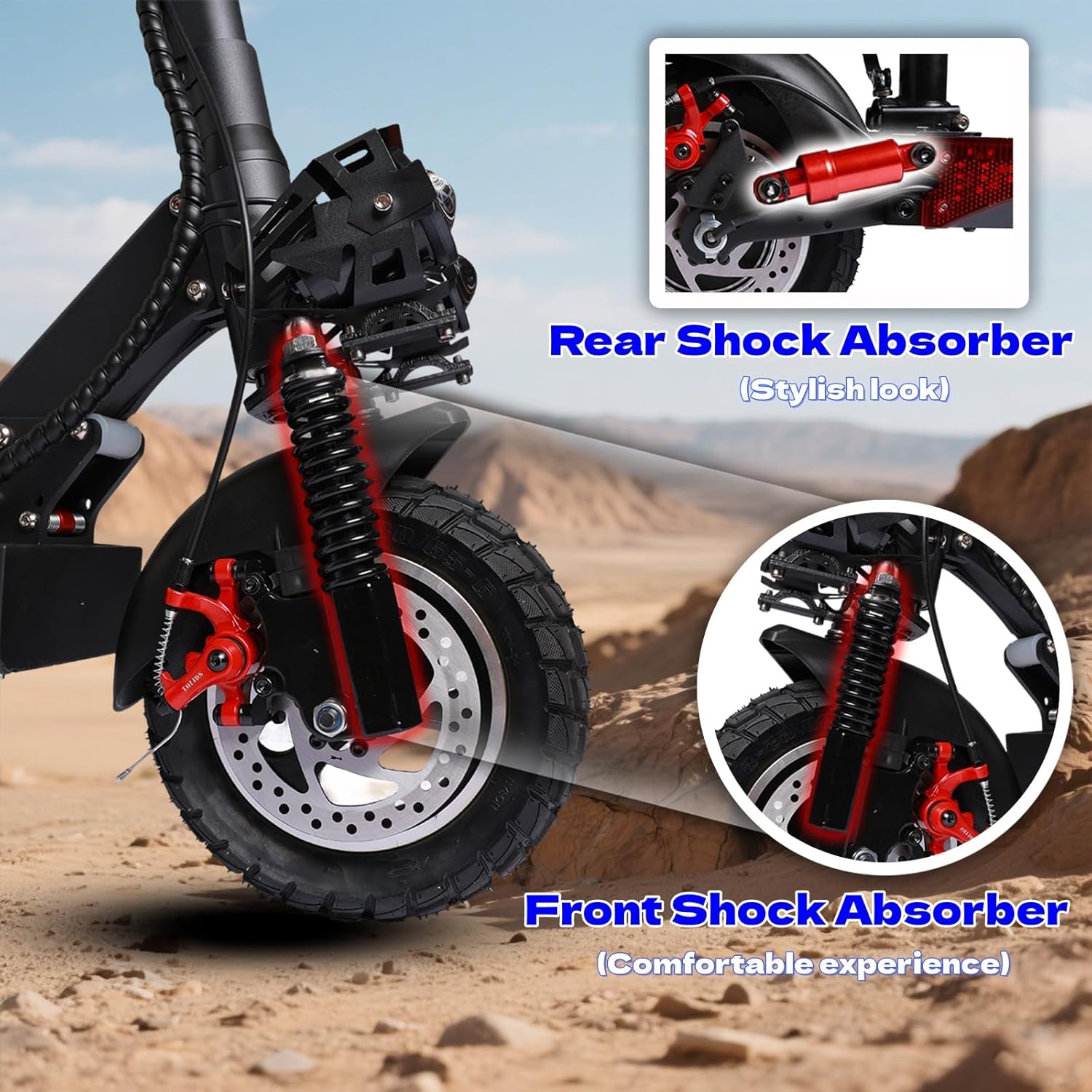 U7 1000W Off-Road Electric Scooter for Adults, 28-30MPH & 28Miles Range, 10