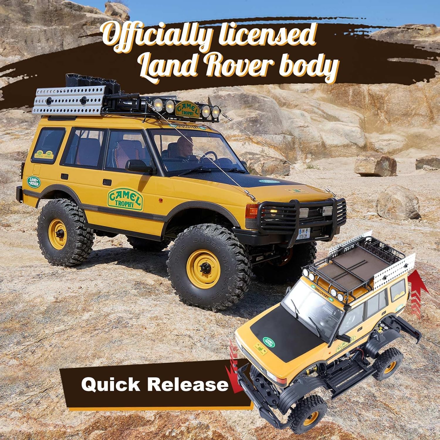 BEEZRC FMS 1/10 FCX10 RC Crawler Officially Authorized Land Rover Series, Camel Trophy Edition RC Model 4WD RC Rock Truck, 2.4Ghz Hobby Grade, RC Off Road Vehicle for Adults RS(Defender 110)
