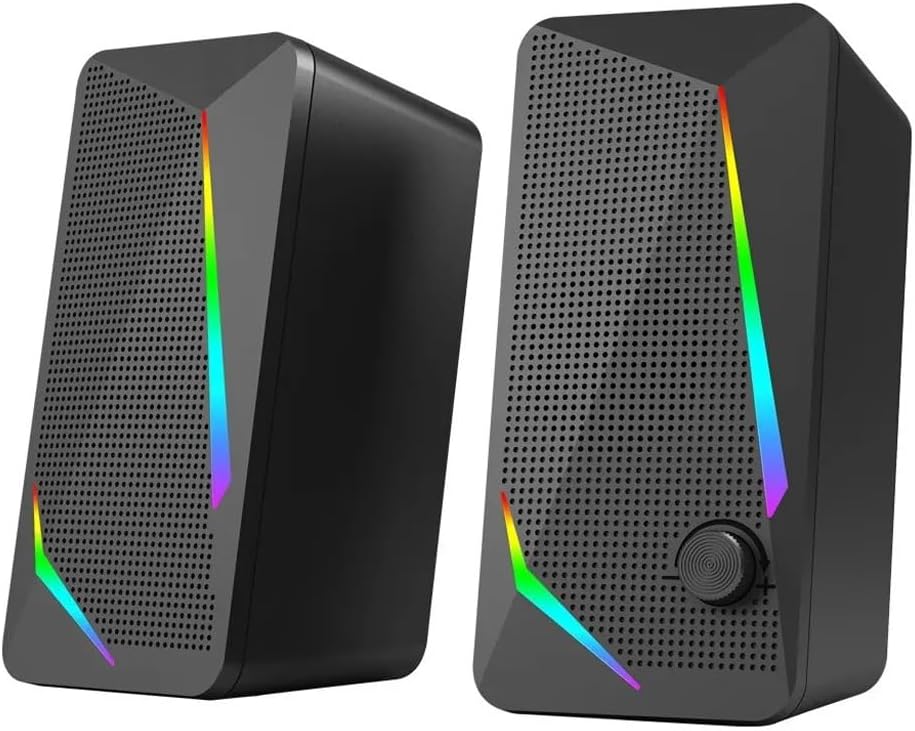 3.5mm Aux 2.0 Stereo Surround Music RGB Gaming Speakers Sound Bar for Computer Desktop PC Loudspeakers