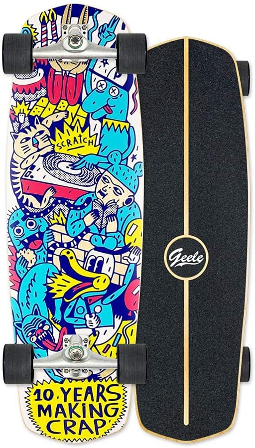 Surfskate Skateboard 30×9.5 inches Complete Skateboards for Teens Beginners Girls Boys Kids Adults 7 Layer Maple Wood Board ABEC-11 Bearings CX4 Truck 6