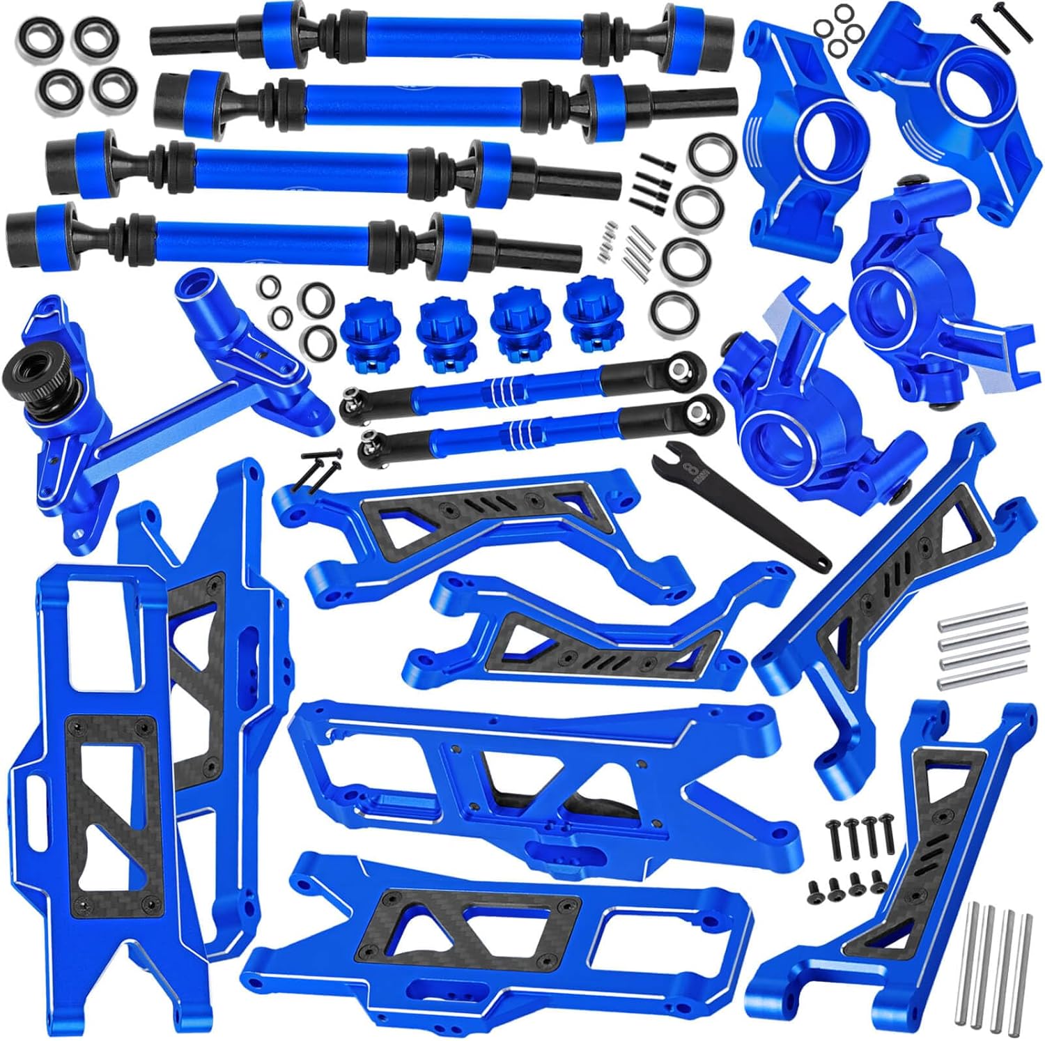 RC Upgrades Part for 1/10 WideMaxx,Model# 89086-4,Suspension Arms,Caster Block,Steering Blocks,Rear Stub Axle Carriers,Drive Shaft Axles,Camber Links,Tie Rod & Servo Horn,Navy Blue
