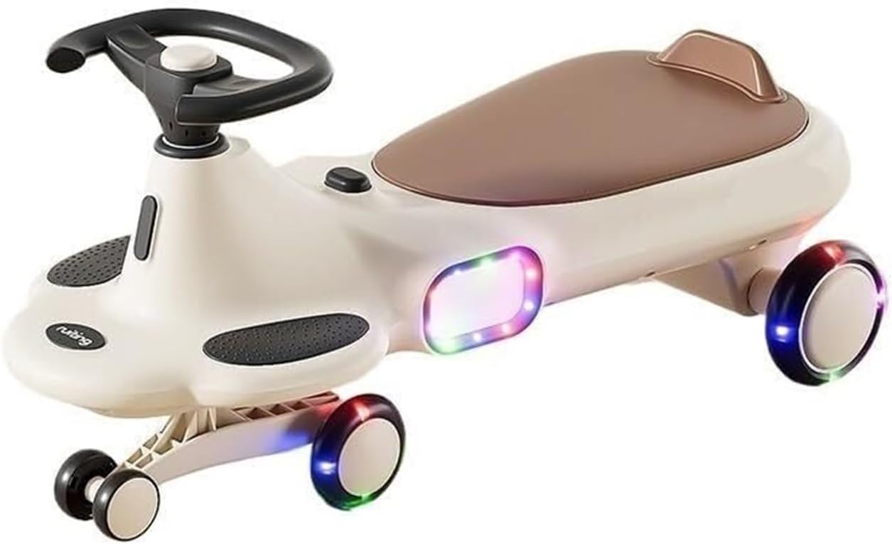 Wiggle Scooter Sliding Car with Music Roll Flash Wheels Wiggle Car for Kids Anti-Rollover, Ride On Toys for Boys and Girls(Grey)