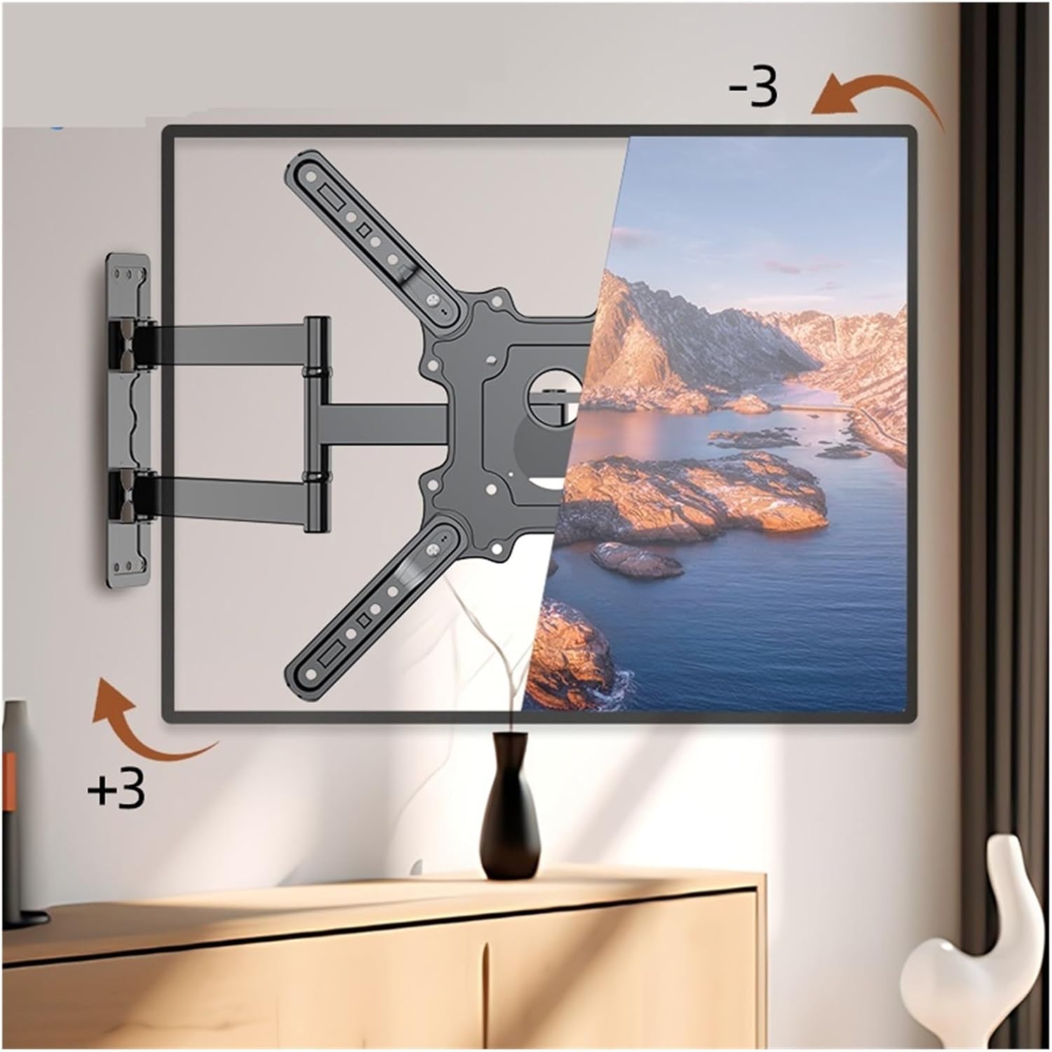 TV Wall Mount Bracket Articulated Arm Swivel Tilt Extension Suitable for 26-55 Inch LED LCD Flat Curved Screen TV