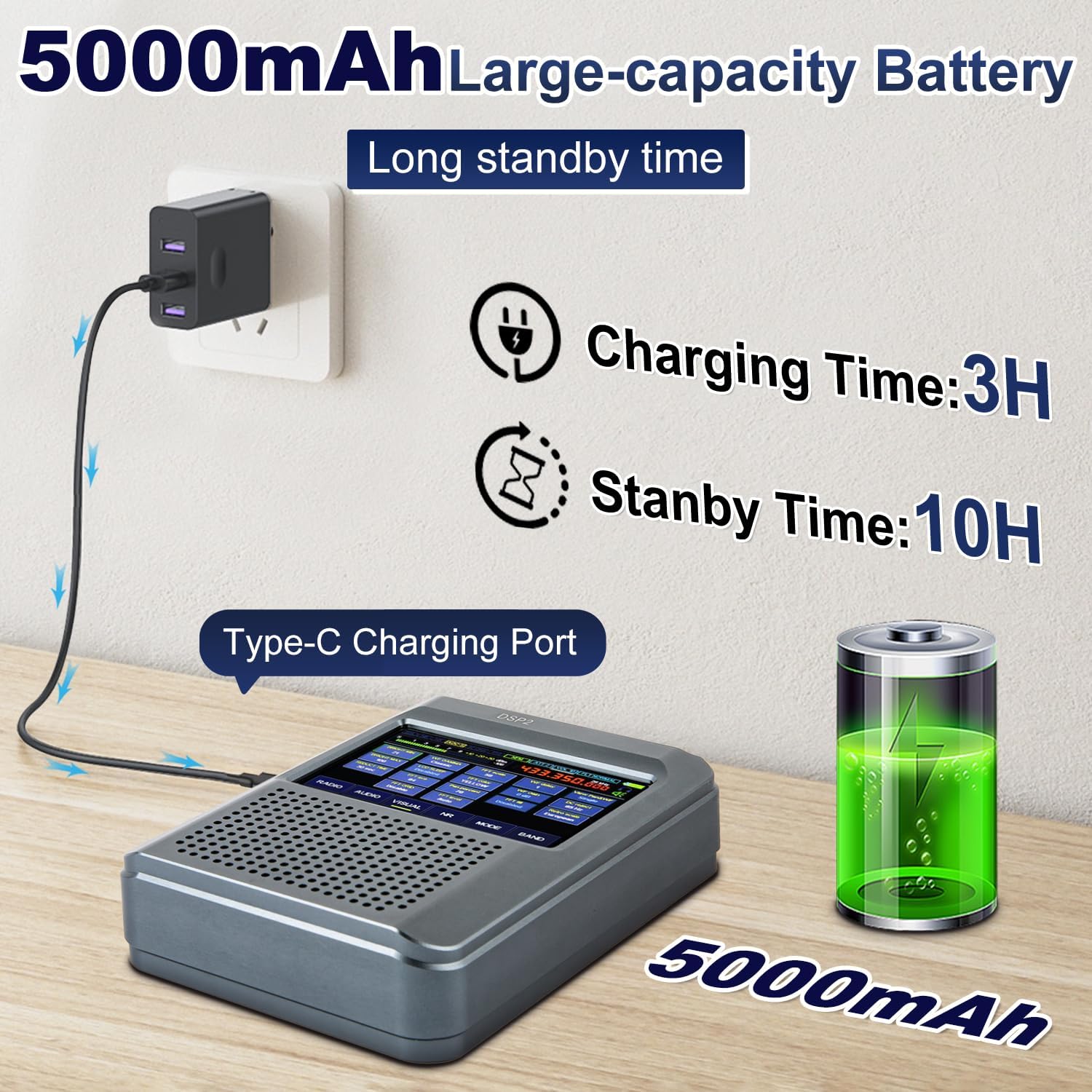 V2.4 Version Malachite DSP2 SDR Radios Receiver,Portable Full Band Shortwave Radios Receiver with 3.5 in Touch Screen,10kHz-380MHz 404MHz-2GHz AM SSB DSB CW NFM WFM,Noise Reduction 5000mAh Battery