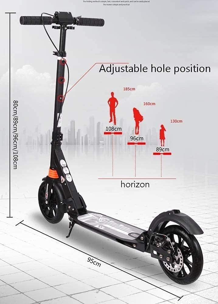Scooters Kick Scooter for Adults Kids Unisex Adult Kick Scooters W/Disc Brakes Foldable Commuter Scooters with Big Wheels Birthday Gifts for Women/Men/Teens/Kids Non-Electric Up to 100kg