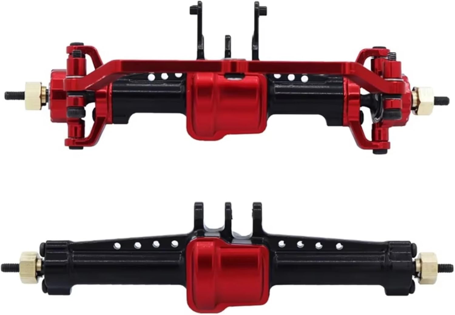 Compatible with Traxxas for TRX4M for Bronco 1/18 RC Crawler Car Parts 2Pcs Metal Front and Rear Axle with Steel Gear RC Car Accessories(Red)