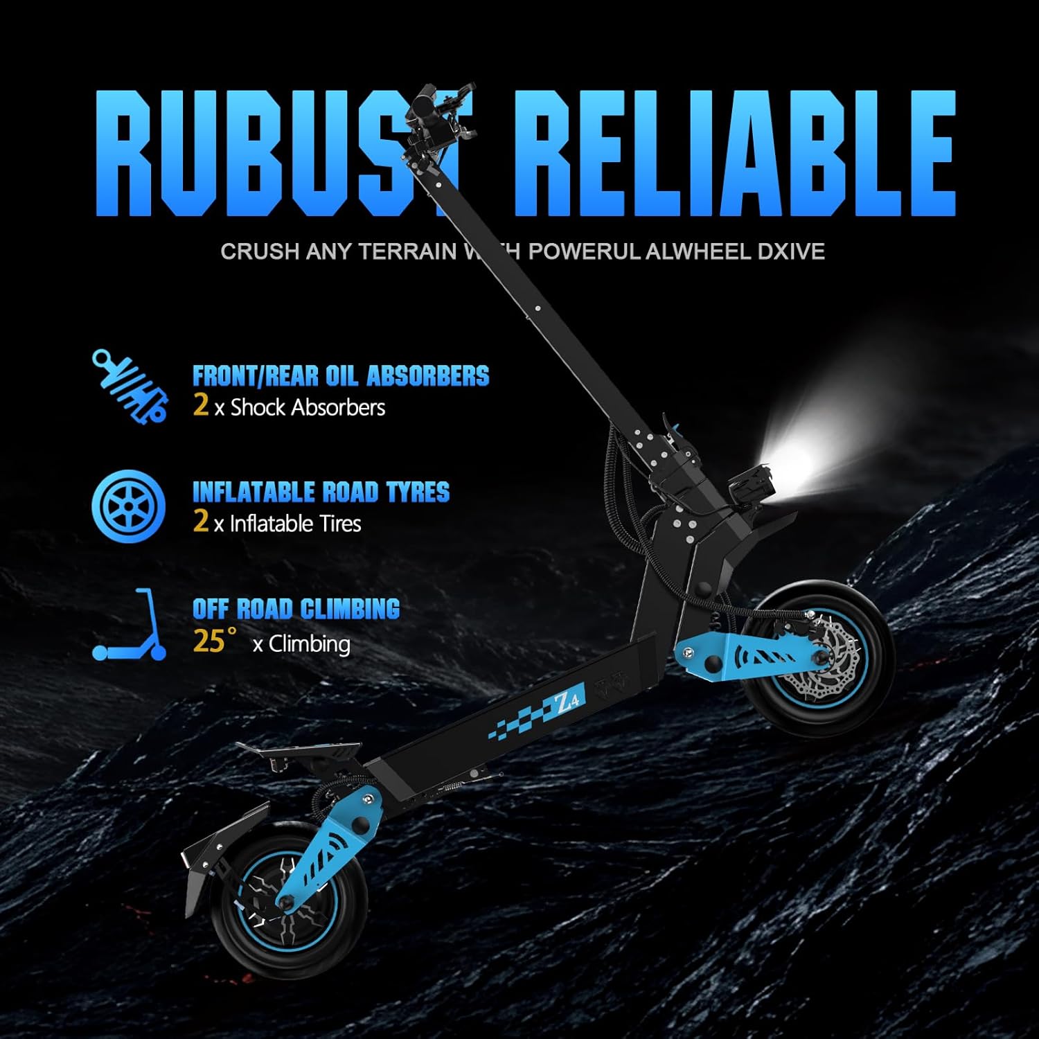 Z4 Aluminum Alloy Dual-Motor Electric Scooter | 48V2400W Power | 70km Range | 60km/h Speed | 11