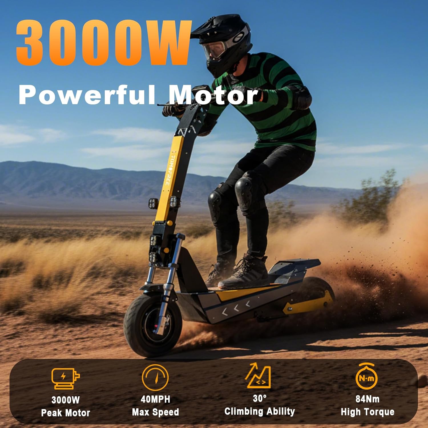 Tomofree 60V Electric Scooter Adults, 6000W Dual Motor Escooter Top Speed 50MPH,35Ah Battery 55 Miles Range, 11