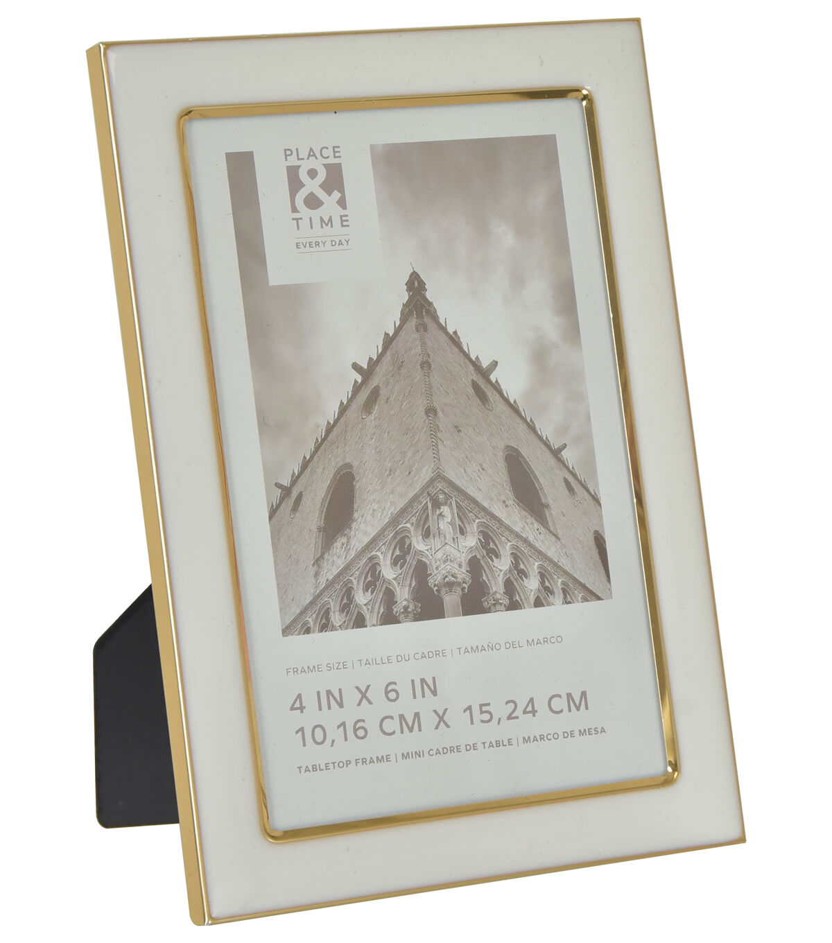 4 x 6 White & Gold Enamel Tabletop Picture Frame by Place & Time