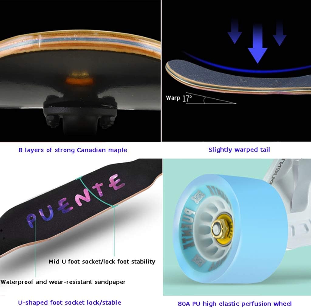 Rff Longboard Skateboard Four-Wheeled Adult Brush Street Boys and Girl Beginner Professional Dance Board Youth Scooter Load-Bearing 250KG