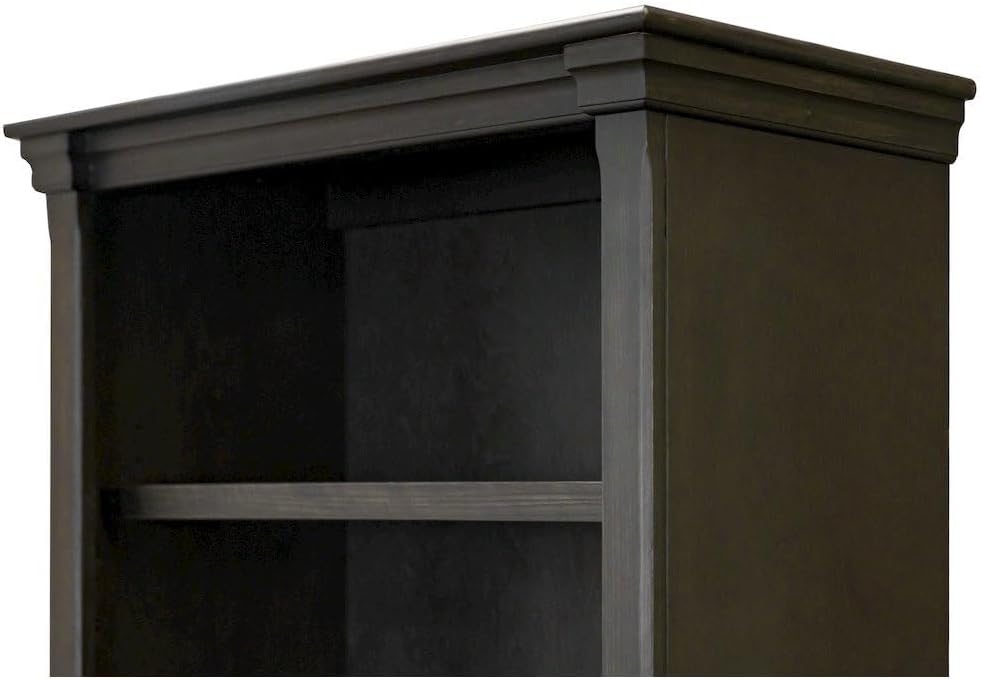 Starlight Wood Open Bookcase, 3 Adjustable Shelves, Fixed Shelf, Fully Assembled, Distressed Dark Brown Finish, 78-Inch Tall