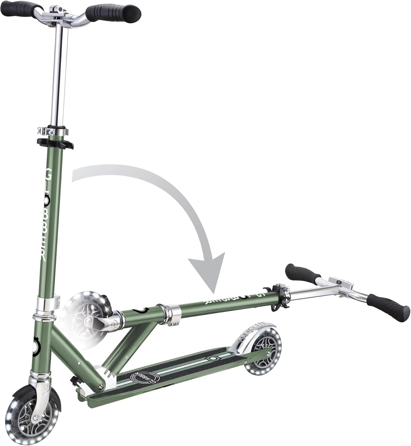 Globber Flow Foldable Element 2 Wheel LED Scooter - 4 Height Adjustabe Folding Handlebars - 5 Years Plus - 2 Year Warranty