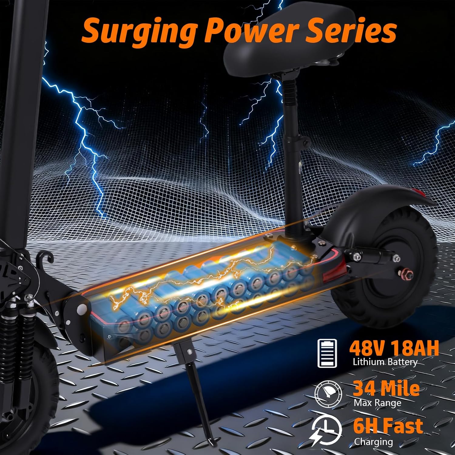 Off Road Electric Scooter Adults, 1200 Motor, 34MPH 48V 18AH Battery, 11