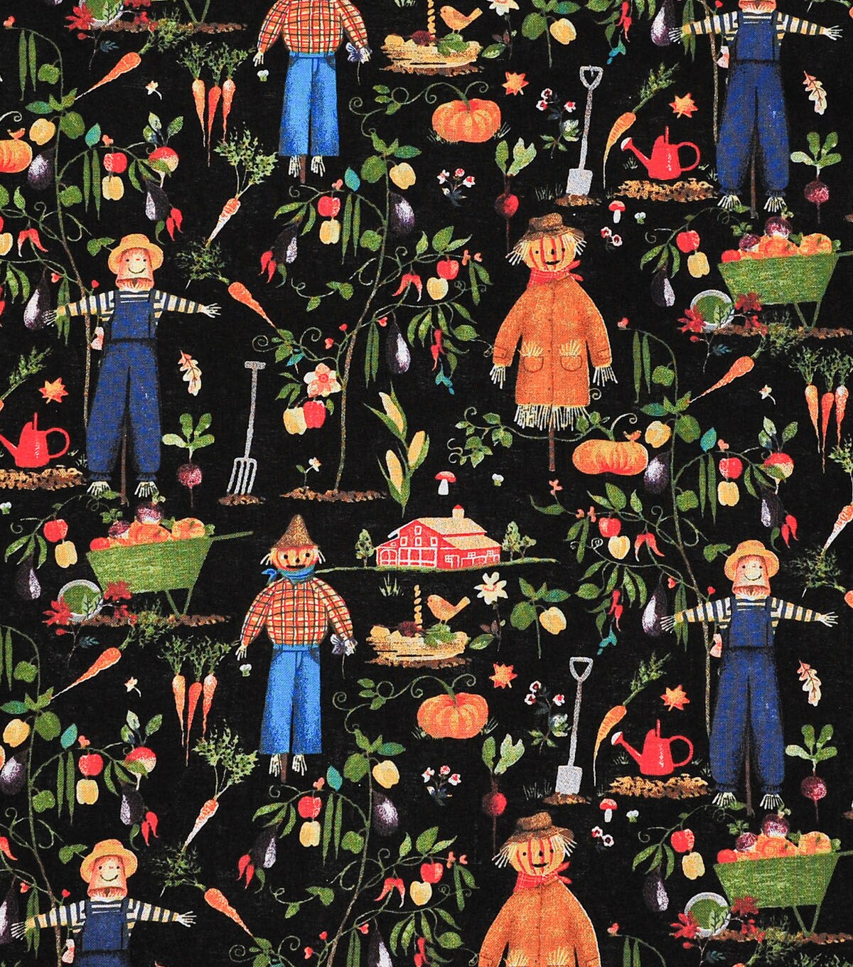 Garden Scarecrows Harvest Cotton Fabric