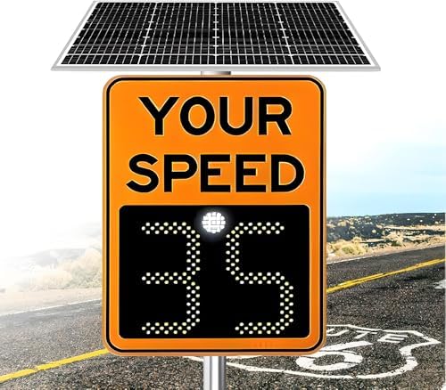 Solar Powered LED Radar Speed Sign - Traffic Feedback Display Board, 3-Digit Aluminum Speed Monitor for Enhanced Road Safety, 50x70cm Traffic Control Device