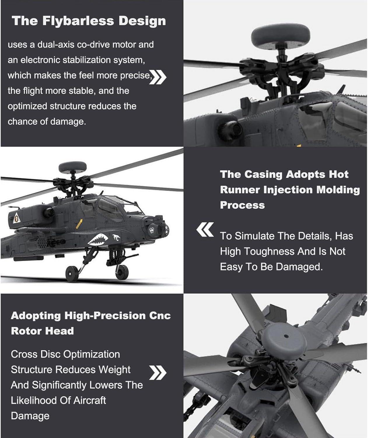 Remote Controlled Helicopter Aircraft Plane Drone RC Heli Single Rotor No Ailerons with Camera 6CH 6-Axis Gyroscope Altitude Hovering W/Optical Flow Localization 2Battery(with Camera)