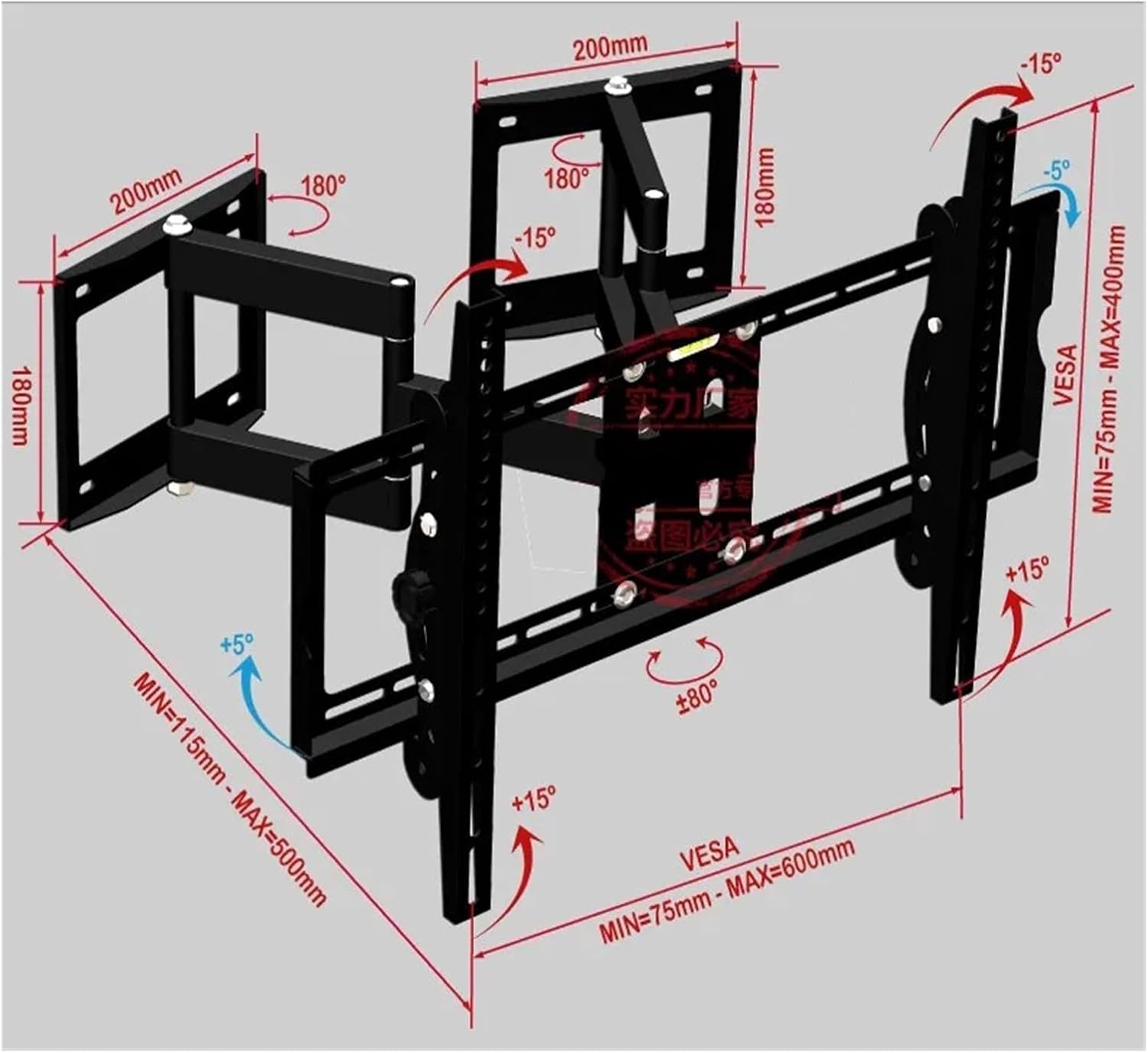 32-65 Inch Heavy Duty Corner LED LCD TV Mount Flexible Full Motion TV Swing Arm Bracket Ceiling Mount Load 100kg