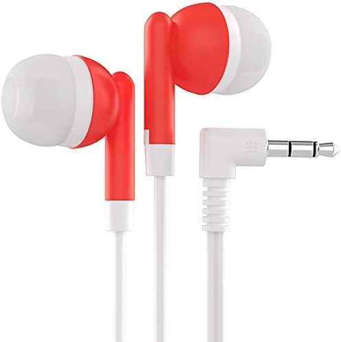 Maeline Bulk Earbuds with 3.5 mm Headphone Plug - 1000 Pack - Red